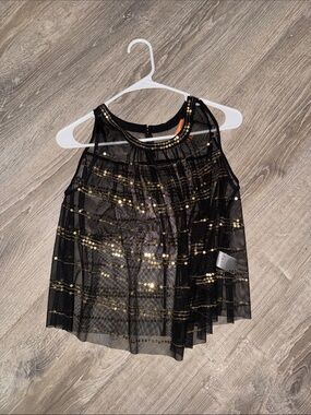 Black Sheer Sequin Camisole Tank Top